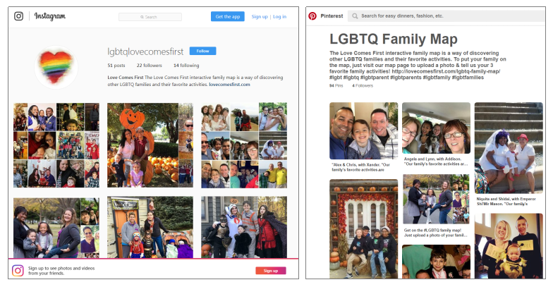 Pinterest and Instagram